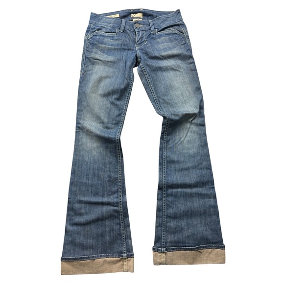 William Rast Savoy Regular Rise Trouser Cuff Hem Flare Leg Jeans Women's Size 26 - Picture 1 of 8